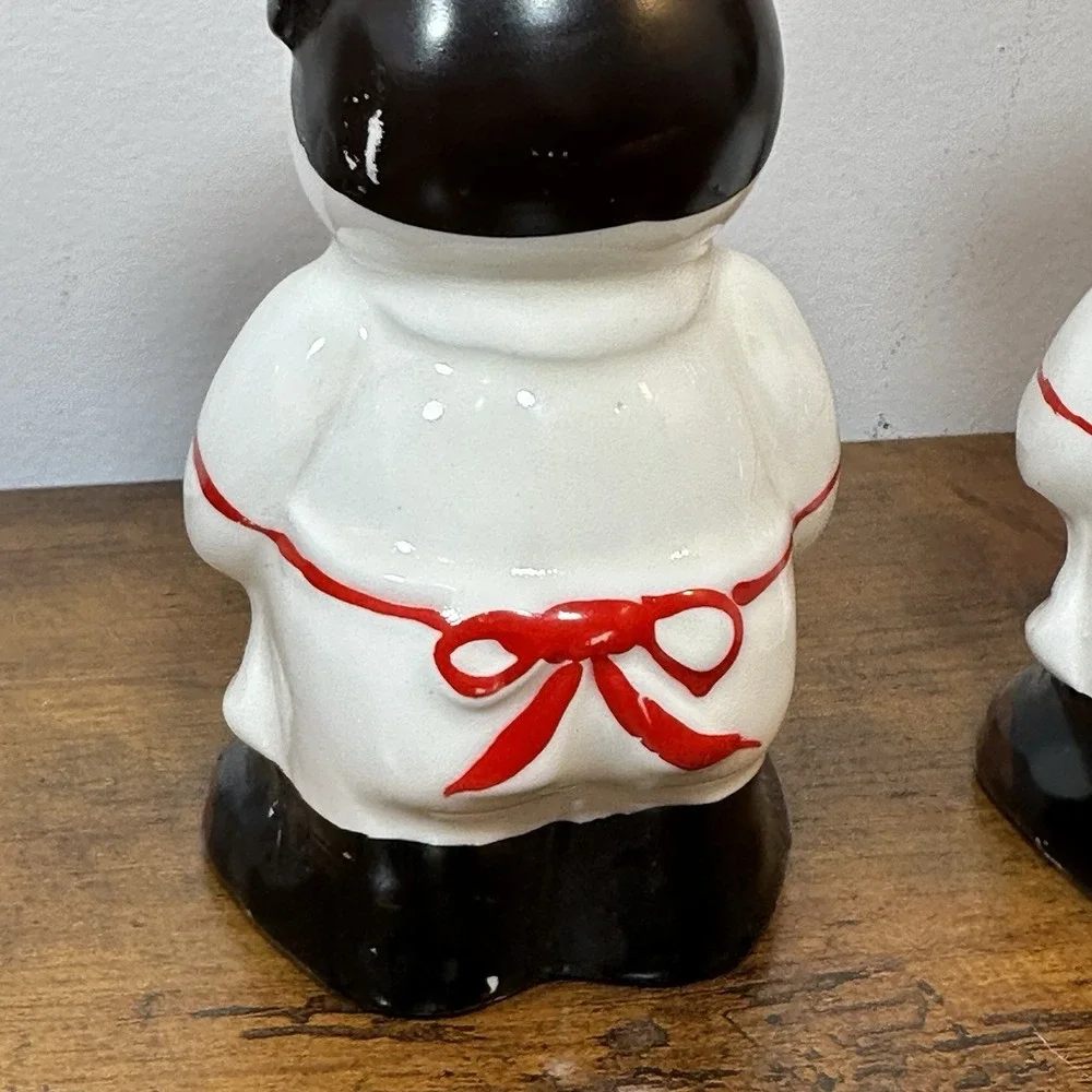 Porky Pig Chef Salt & Pepper Shakers 1950s American Bisque WB Pottery Vtg